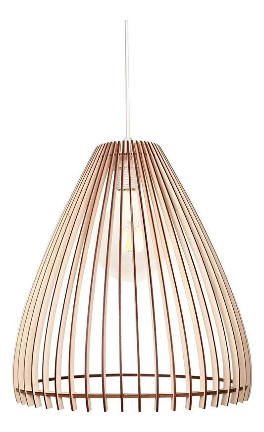 Lampara colgante de techo nordica madera 30cm marrón