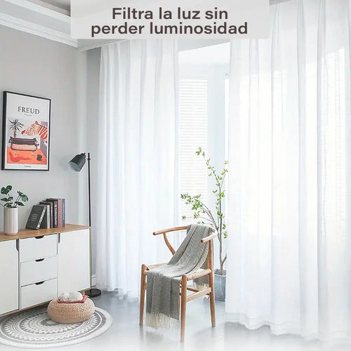 Juego De Cortinas De Lino Blancas 245 Cm X 132 Cm Blanco