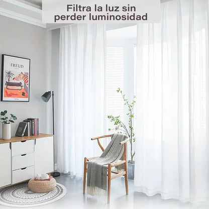 Juego De Cortinas De Lino Blancas 245 Cm X 132 Cm Blanco