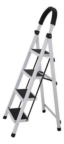 Escalera De Aluminio Tijera 4 Escalones Antideslizante Color Blanco Y Negro Blanco/negro