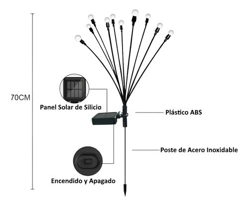 Ramo Luces Solares 24 Cabezales Luciérnaga Impermeables