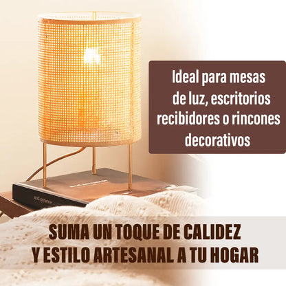 Lámpara portátil de escritorio rattan Praga