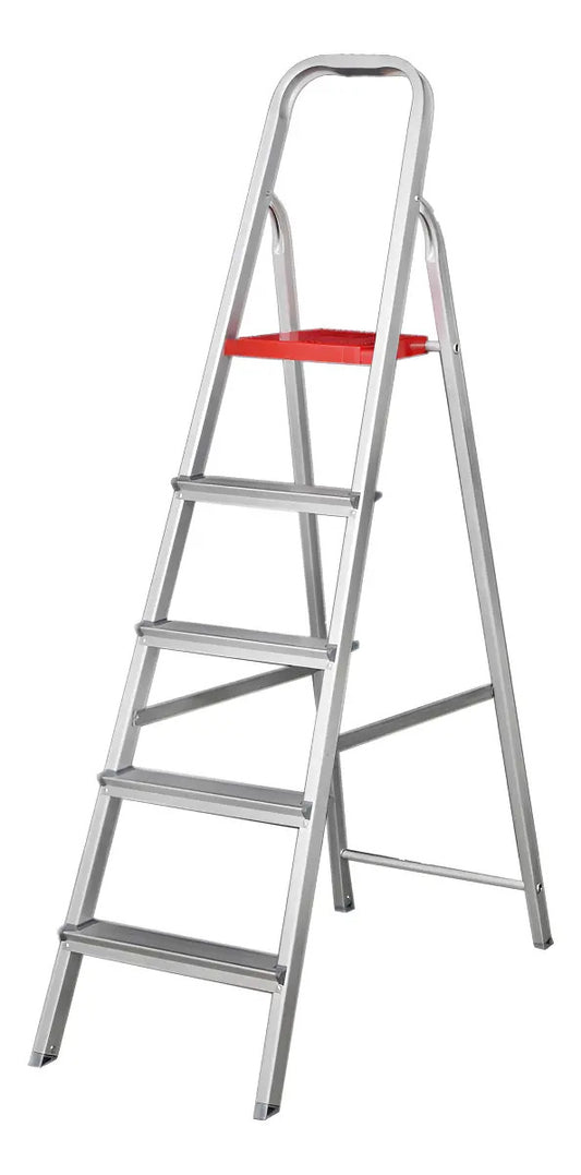 Escalera tijera aluminio Stelko 5 escalones plegable 1.65m plateado