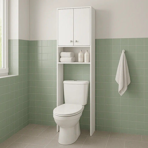 Mueble Para Baño Sobre Inodoro Con 2 Puertas Y 2 Estantes Blanco