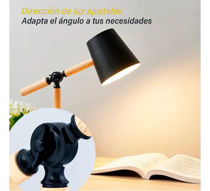 Lampara escritorio portátil nórdica metal madera ajustable