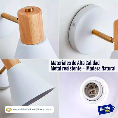 Pack x2 aplique nórdico metal blanco con detalle madera