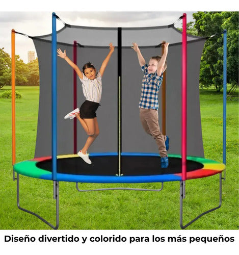 Cama Elástica Multicolor Con Red De Seguridad 180cm Diámetro Negro Multicolor