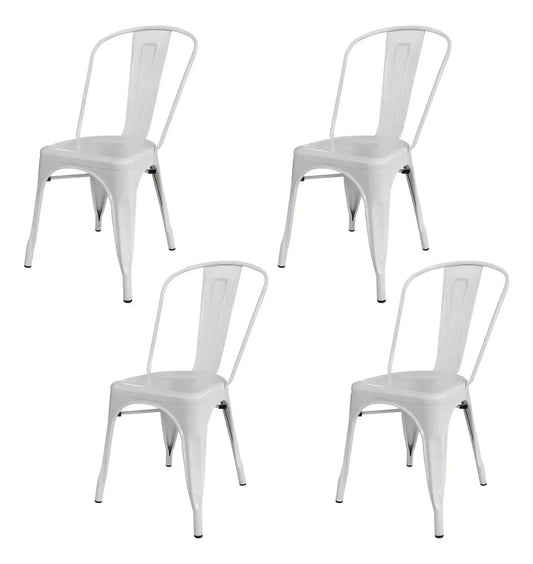 4 sillas Tolix de metal para comedor de exterior