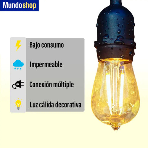 Guirnalda Guia De Luces Patio Jardín Luz Calidad Led Amarillo