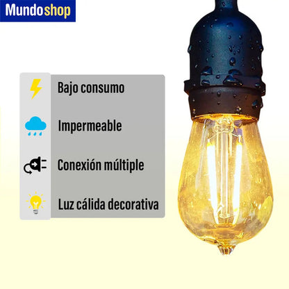 Guirnalda Guia De Luces Patio Jardín Luz Calidad Led Amarillo
