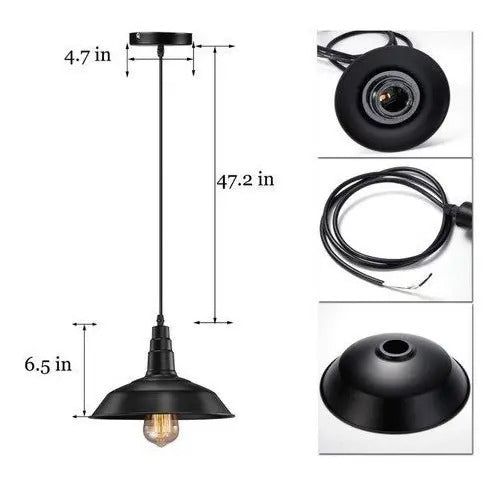 Lampara colgante de techo vintage x2 unidades 36cm negro