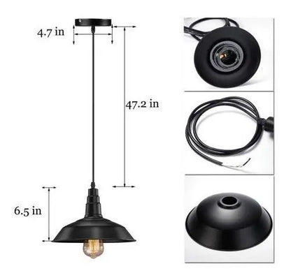 Lampara colgante de techo vintage x2 unidades 36cm negro