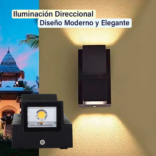 Aplique Exterior Jardin Con Led Integrado 6w Luz Metal Negro
