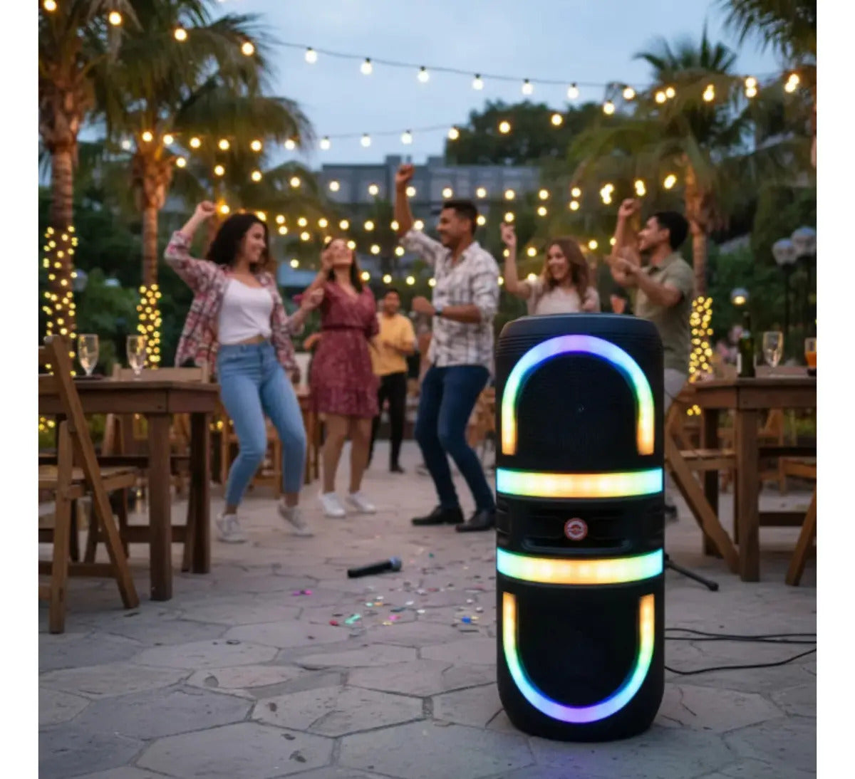 Parlante bluetooth karaoke con luces RGB batería recargable