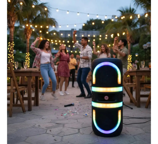 Parlante bluetooth karaoke con luces RGB batería recargable