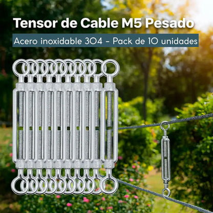 Pack Tensores M5 Inox + Alambre Galvanizado 2mm 1kg + Grampa