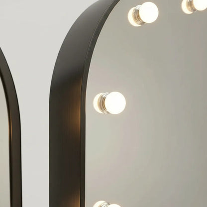 Espejo De Pie Ovalado Con Luces 160cm Living Dormitorio Negro