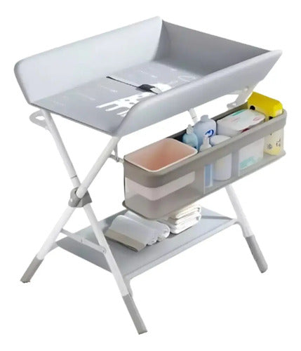 Mesa Cambiador Plegable Para Bebe Impermeable Con Estante Gris Liso