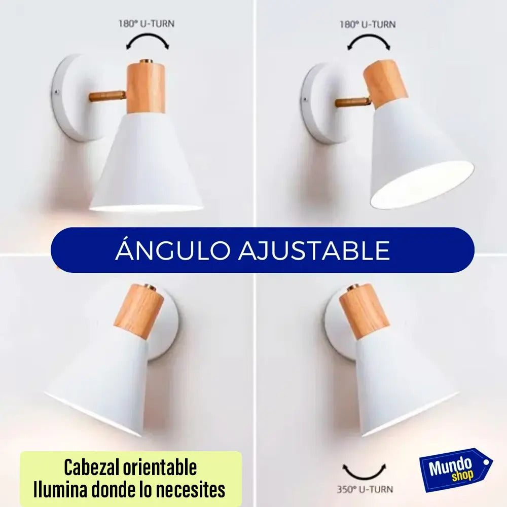 Pack x2 aplique nórdico metal blanco con detalle madera