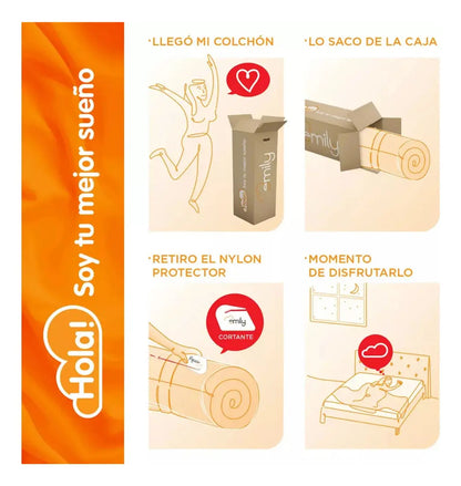 Colchón espuma 1 plaza Emily 14 alta densidad garantía