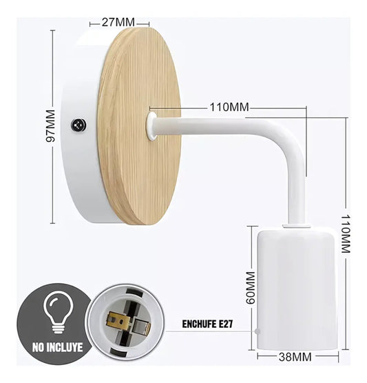 Pack x2 aplique lampara nordica de metal para pared Nairobi blanco