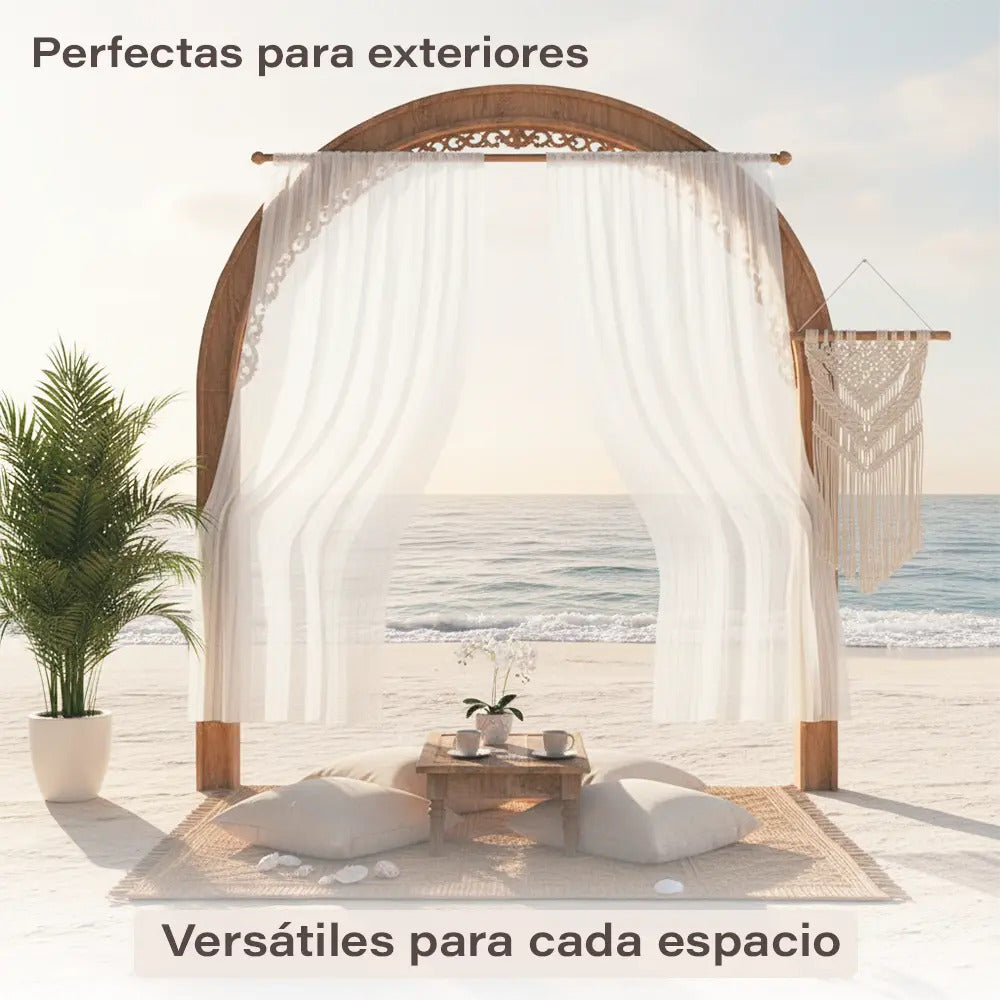 Juego de cortinas de lino blancas 213 cm x132 cm blanco