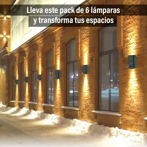 Pack X 6 Aplique Exterior Jardin Con Led 3w Luz Metal Negro