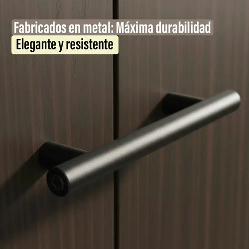 Pack X2 Tirador Manija Agarre Para Mueble Negro Mate Liso