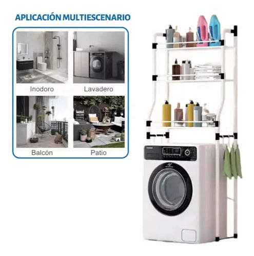 Mueble Organizador Sobre Inodoro Baño 3 Estantes Acero Blanco