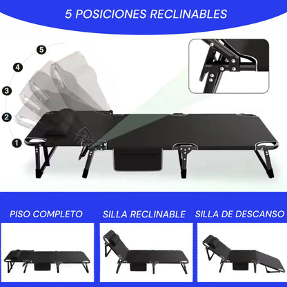 Outter silla reclinable camping cama acolchonada plegable jardin