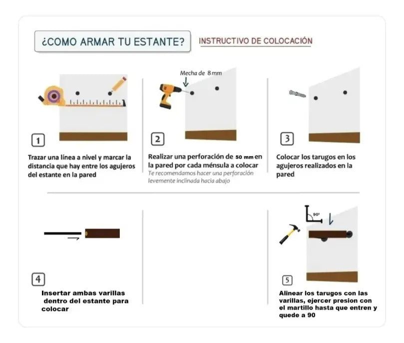 Estantes flotantes - set de 3 de 60x20 kit de instalación