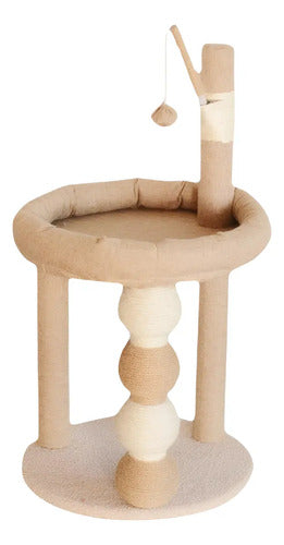 Rascador Para Gato Torre Con Felpa Forrado En Sisal Juego Beige
