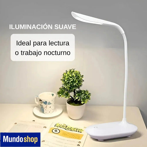 Lampara Portatil Led Recargable Estructura Blanco Pantalla Blanco