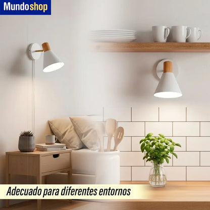 Pack x2 aplique nórdico metal blanco con detalle madera