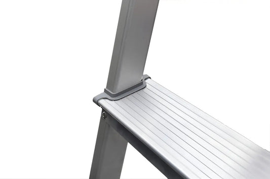 Escalera taburete plegable aluminio 3 escalones Stelko 120kg doméstica plateado