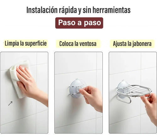Jabonera Metal Baño Porta Jabon Apoyo Cromado Color Plateado