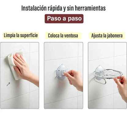 Jabonera Metal Baño Porta Jabon Apoyo Cromado Color Plateado