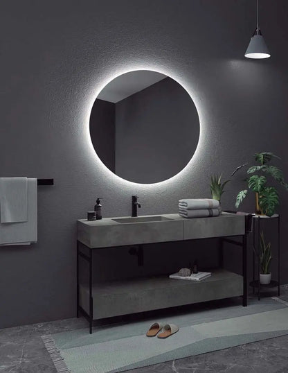 Espejo redondo con luz LED sin marco 70cm diametro tactil blanco