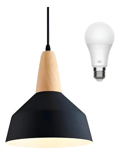 Lampara Colgante De Techo Metal Y Madera Diseño Nordico