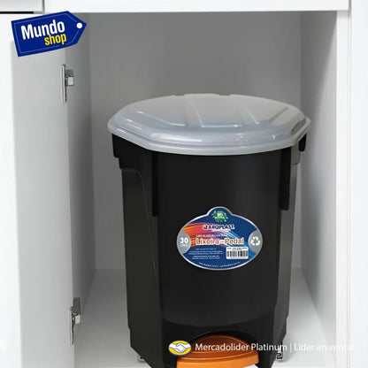 Papelera tacho contenedor basurero de cocina 30lts negro
