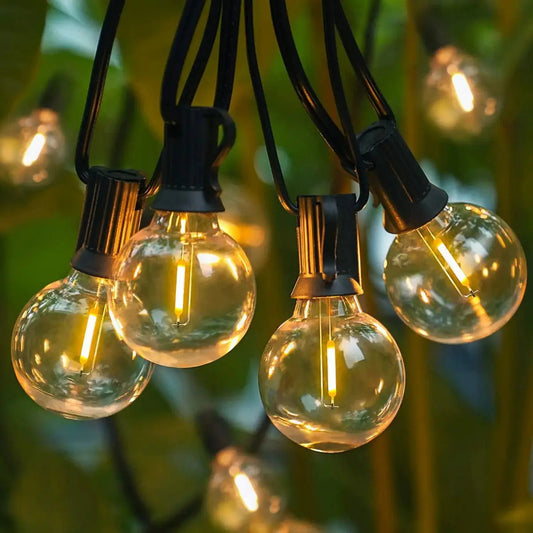 Guirnalda luces LED cálidas 5m 10 bombillas amarillas patio jardín amarillo