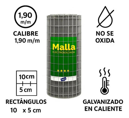 Malla electrosoldada galvanizada 1.2x25m inoxidable rollo