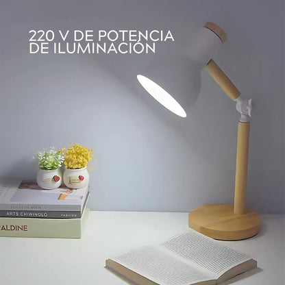 Lampara de escritorio portatil nordica madera y metal