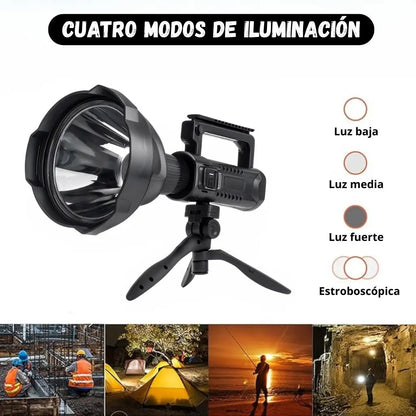 Linterna foco largo alcance Outter recargable USB + trípode