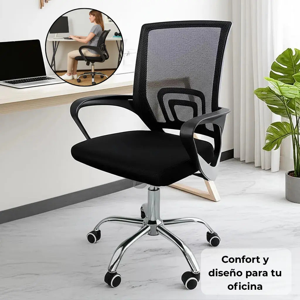 Silla giratoria de escritorio oficina regulable ergonómica negro