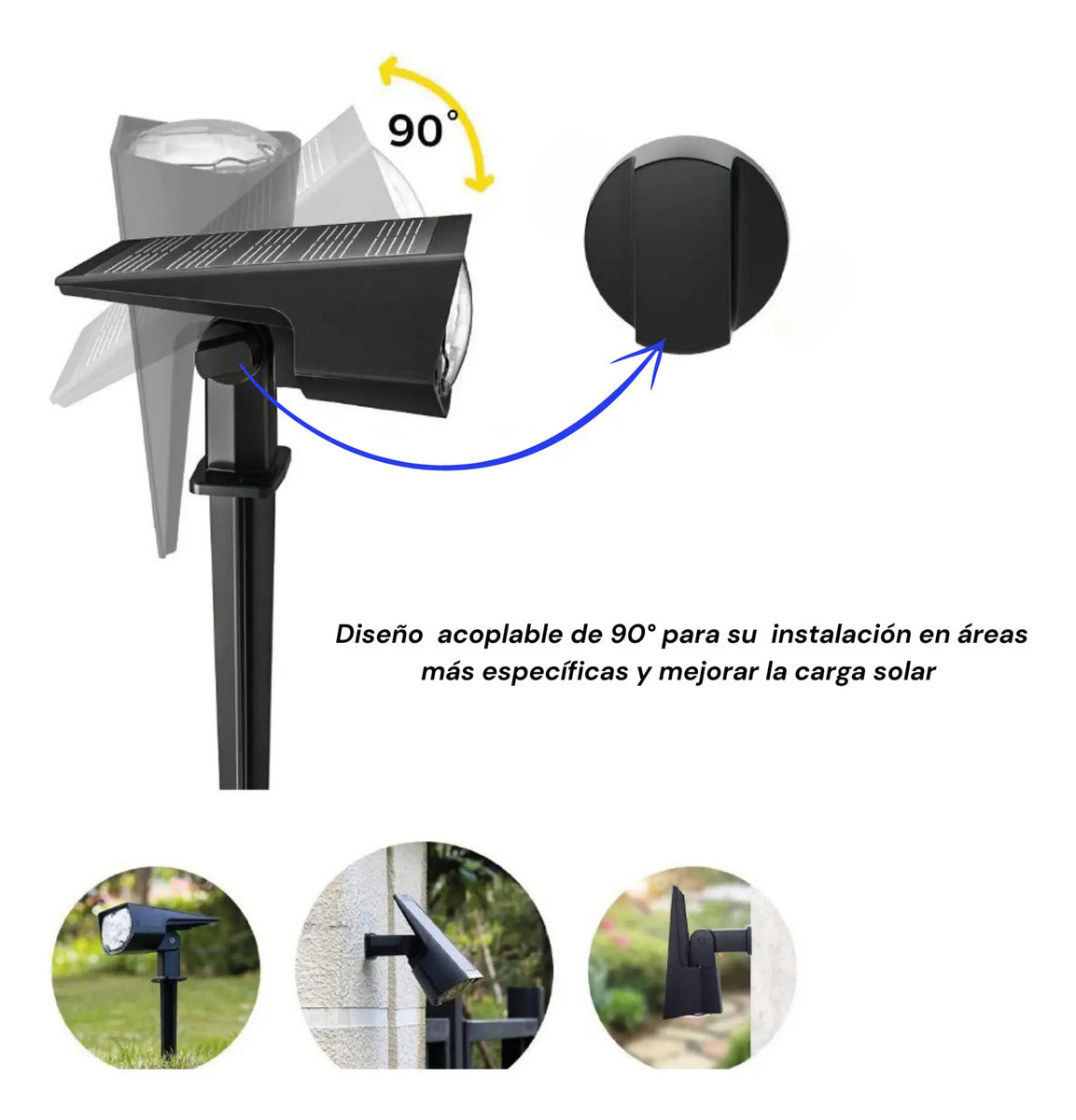 Foco estaca para jardín luz LED con panel solar