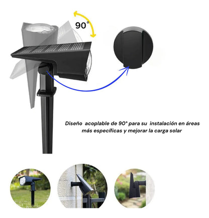 Foco estaca para jardín luz LED con panel solar