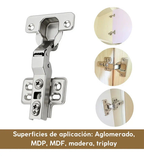 Pack X6 Bisagras Autoreten De Cazoleta 35mm Semi Curva