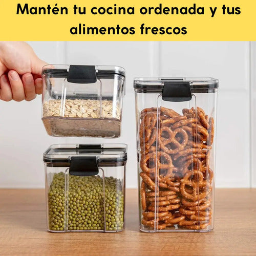 Set 4 Tarros Recipientes Hermeticos Para Cocina Negro