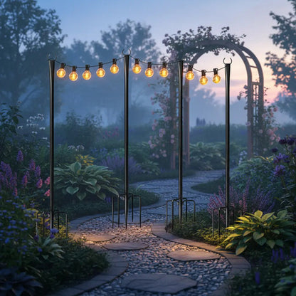 4 Postes De Luz De Acero Para Exterior Jardín Estilo Estaca